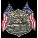 NYPD 911 POLICE USA DBL FLAG BADGE NEW YORK CITY PD PIN